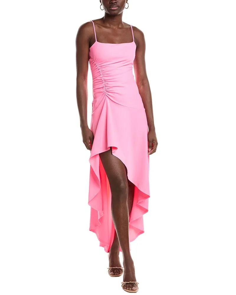 Susana Monaco String Gathered High-Low Maxi Dress Pink