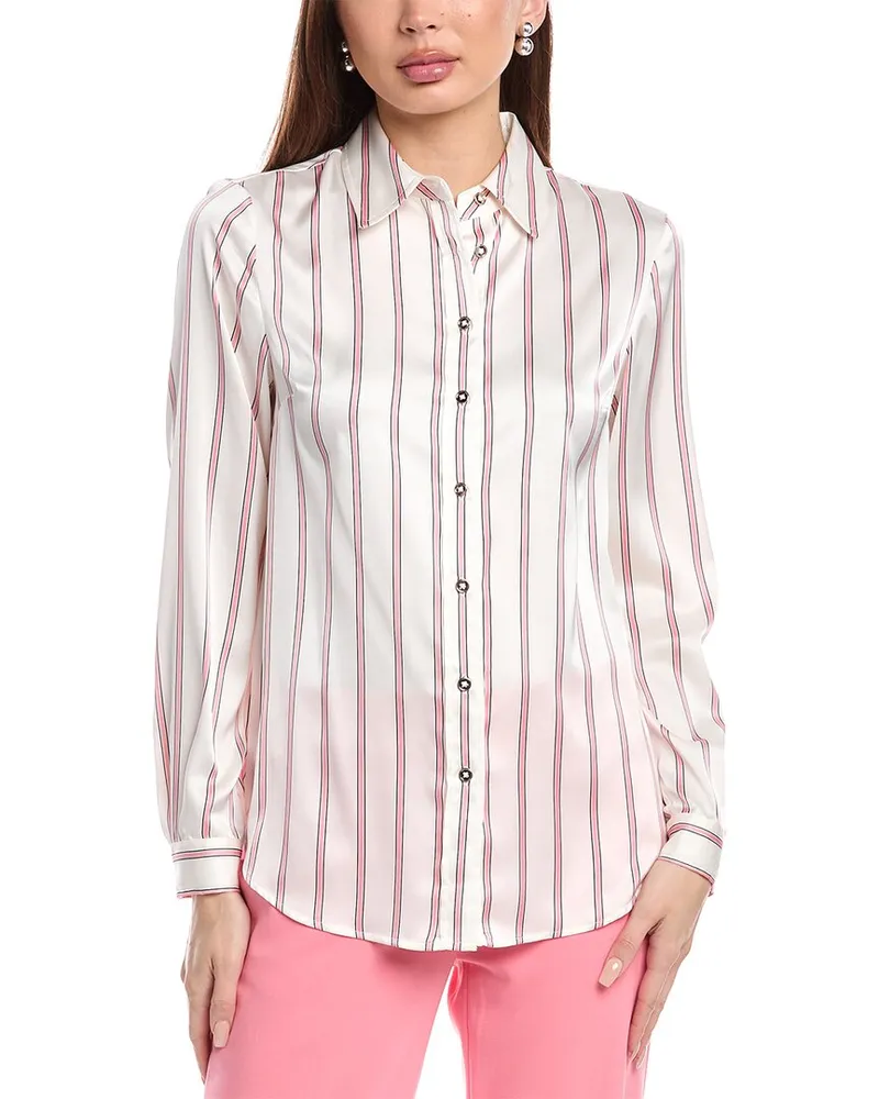 Anne Klein Collared Button Front Blouse White