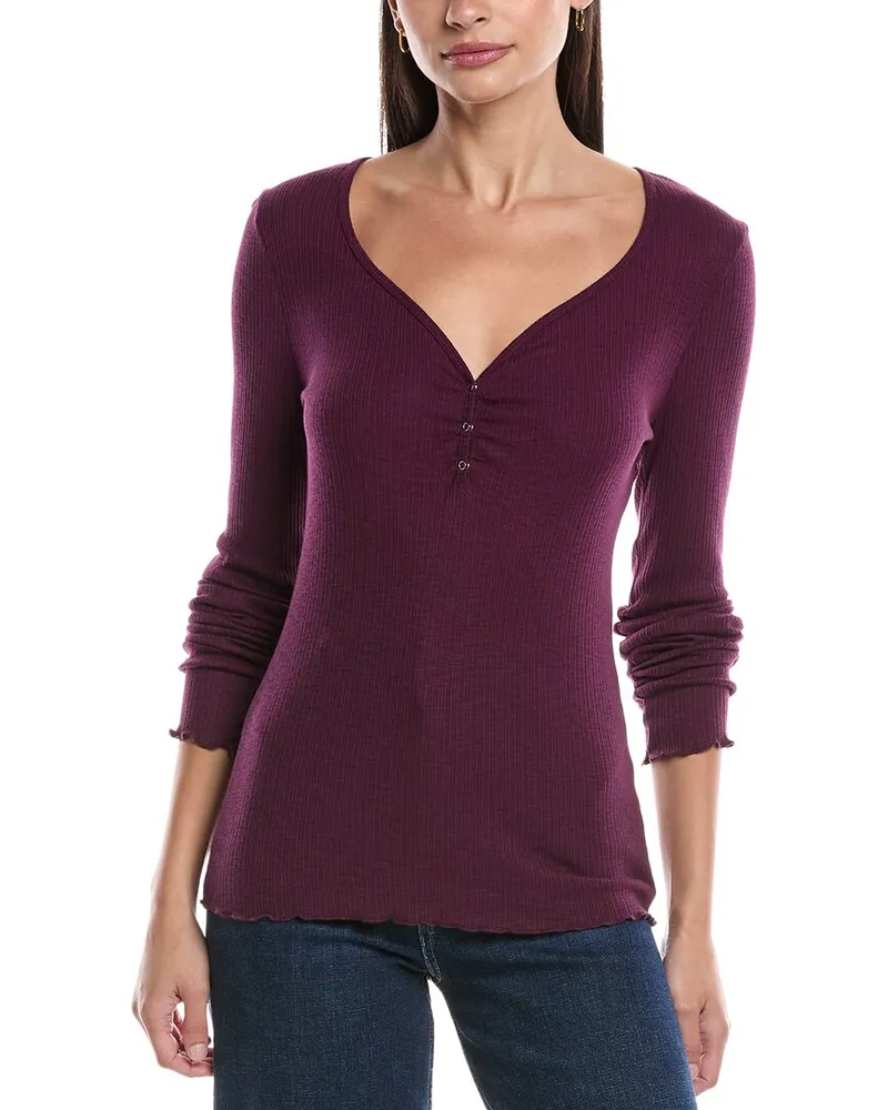 Michael Stars Casey Cashmere-Blend Shirt Purple