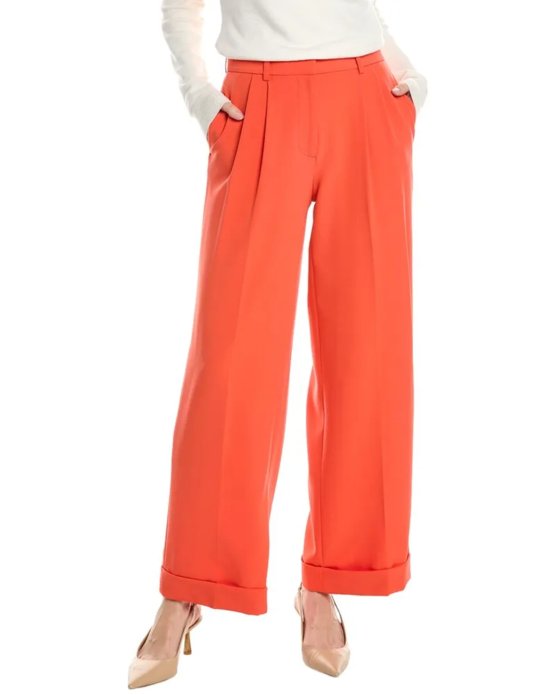 Elie Tahari Pleated Cuffed Pant Orange