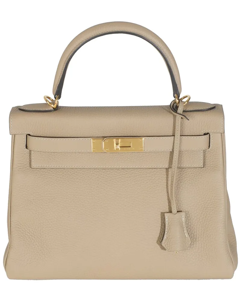 Hermès Beige Leather Retourne Kelly 28 GHW (Authentic Pre-Loved Nocolor
