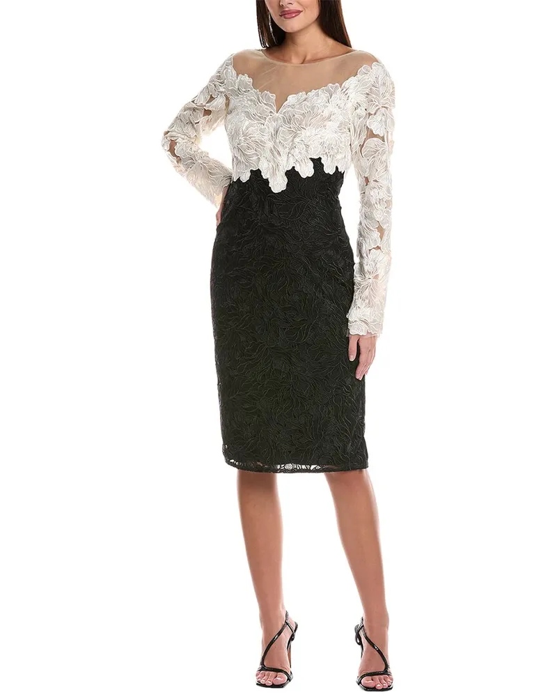 Tadashi Shoji Colorblock Lace Cocktail Dress White