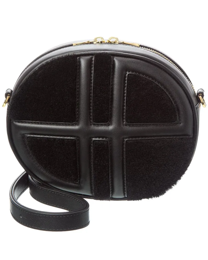 Patou Le JP Leather & Shearling Shoulder Bag Black