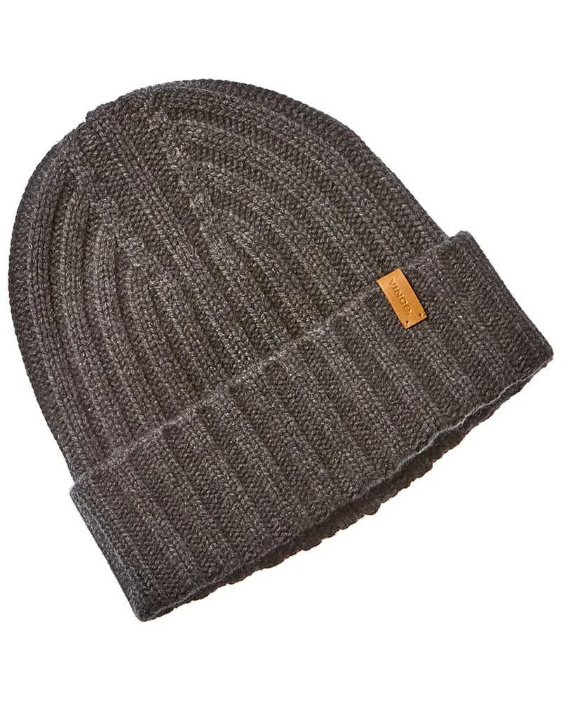 Vince Basic Chunky Rib Wool & Cashmere-Blend Beanie Grey