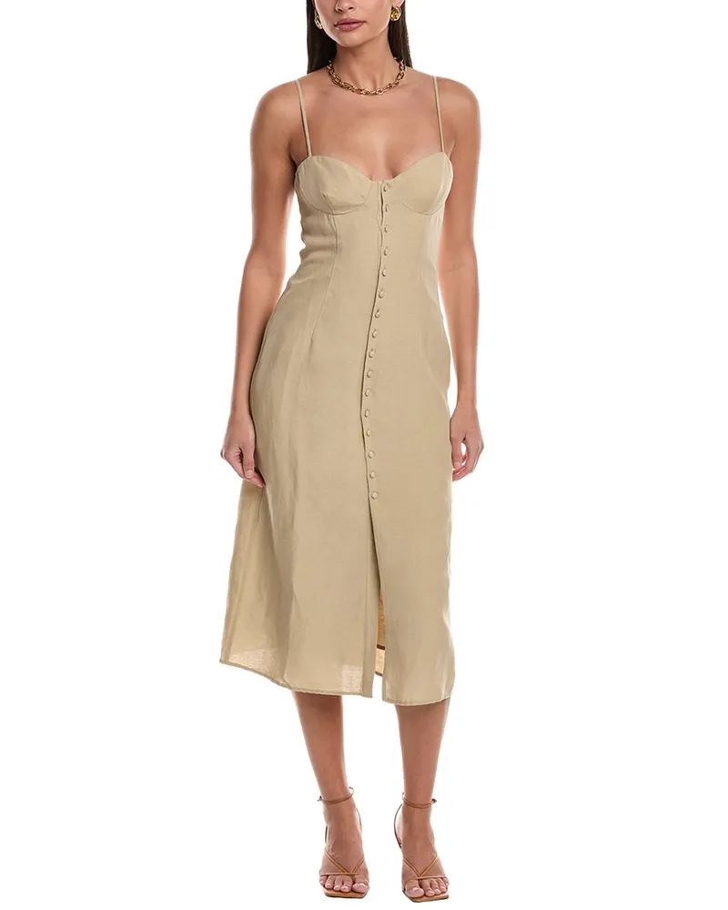 Onia Air Corset Linen-Blend Midi Dress Nocolor
