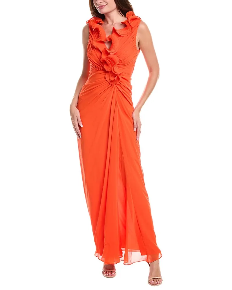 Badgley Mischka Wire Ruffle Gown Red