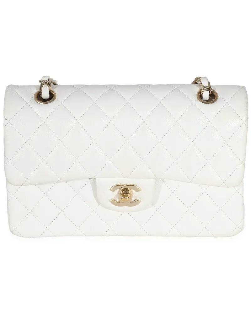 Chanel White Quilted Caviar Small Classic Double Flap Handbag (Authentic Pre-  Loved Nocolor