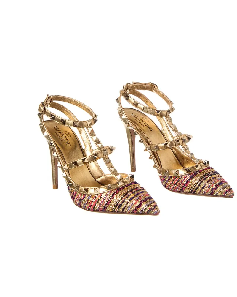 Valentino Garavani Rockstud Caged 100 Tweed & Leather Pump (Authentic Pre-Loved Nocolor