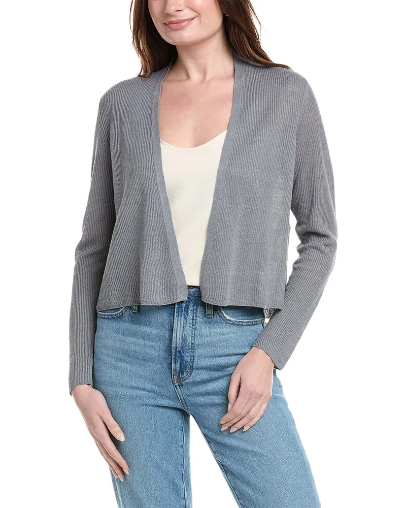 Eileen Fisher Linen-Blend Cardigan Grey
