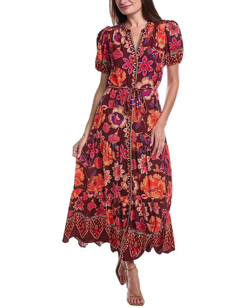 Vince Camuto Puff Sleeve Maxi Dress Brown