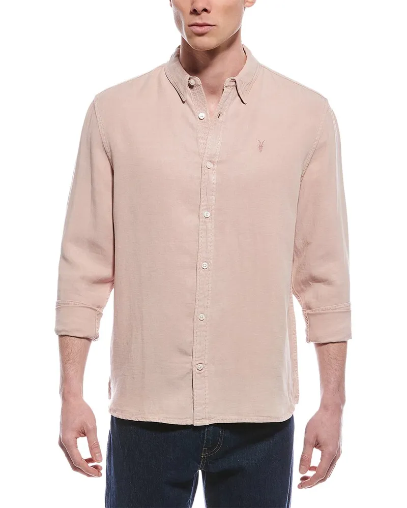 AllSaints Laguna Linen-Blend Relaxed Fit Shirt Pink