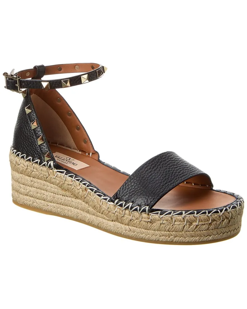 Valentino Garavani Rockstud 55 Grainy Leather Platform Sandal Nocolor