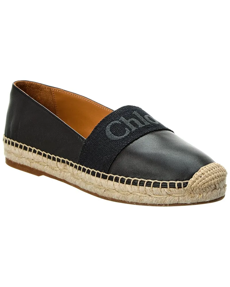 Chloé Piia Flat Leather Espadrille Black