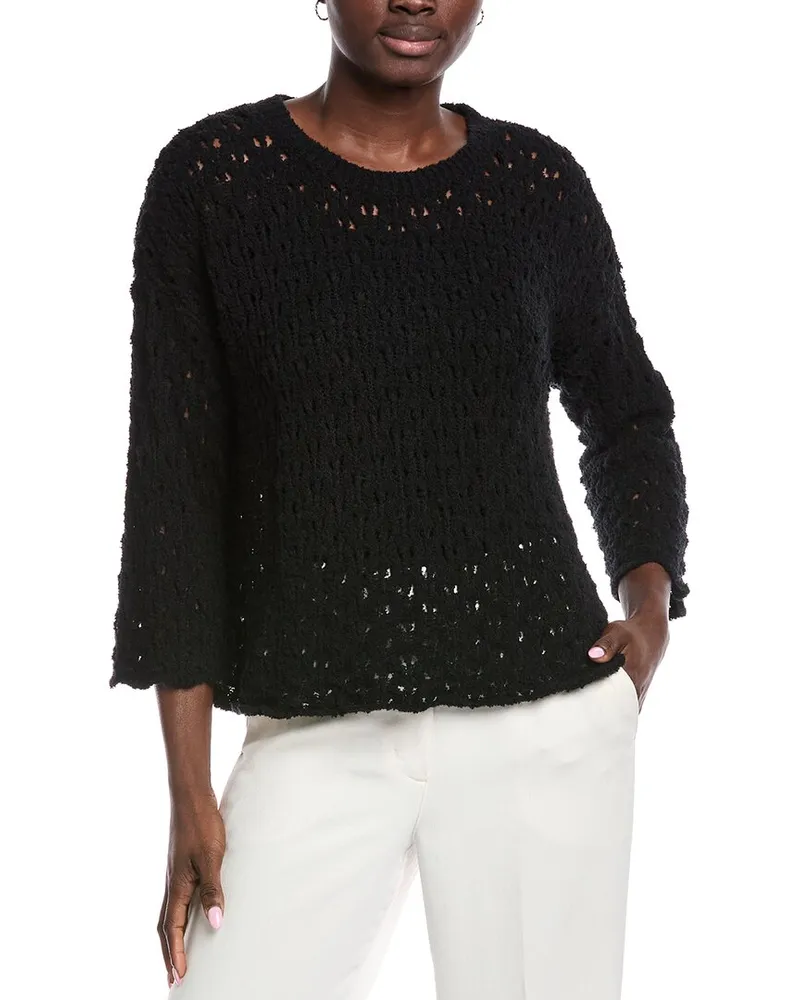 Eileen Fisher Fluff Cashmere-Blend Top Black