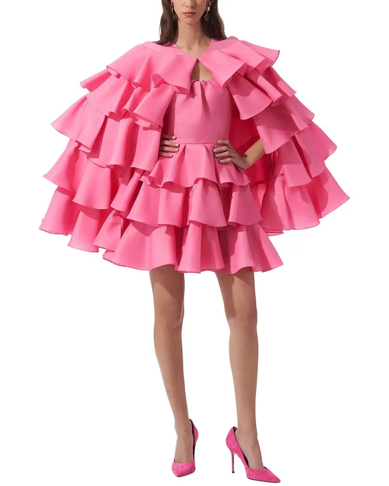 Carolina Herrera New York Short Tiered Ruffled Silk Cape Nocolor