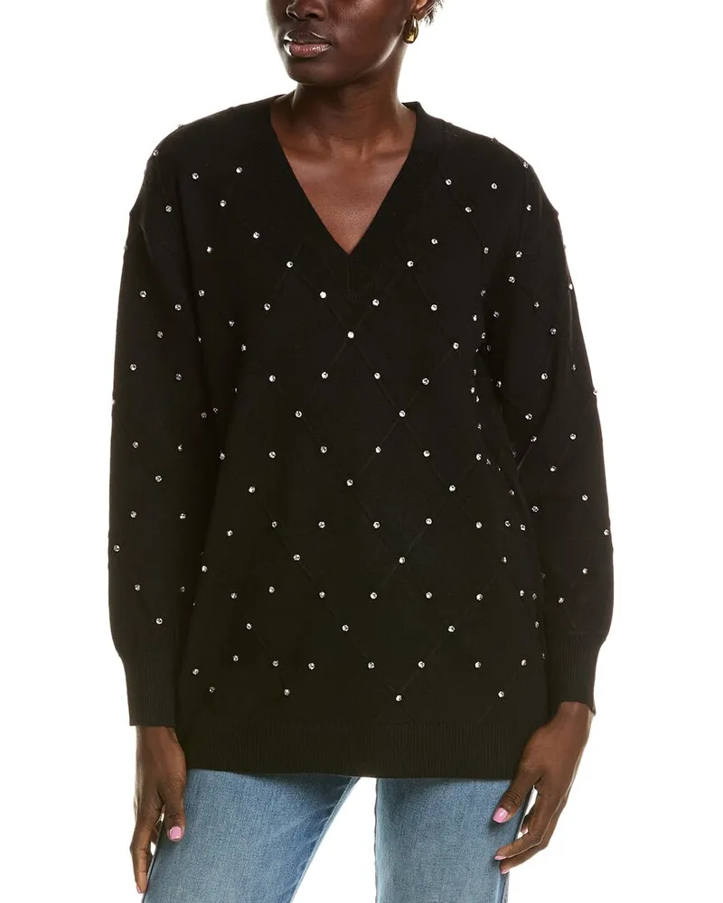 Anne Klein Diamond Stitch Sweater Black