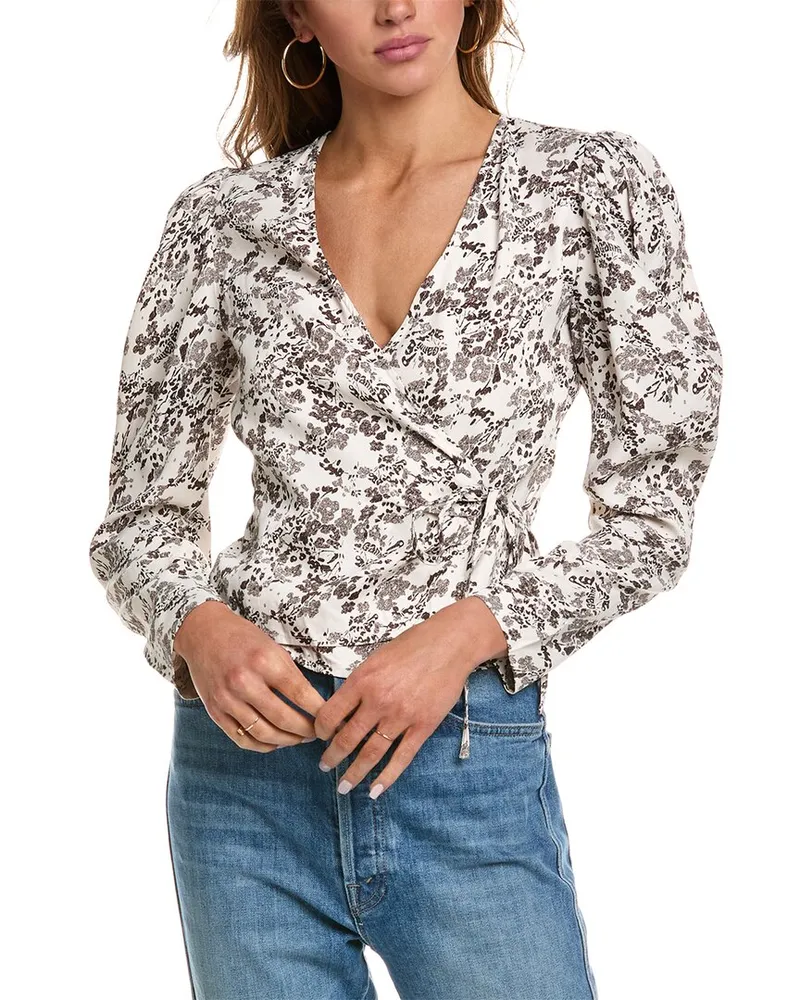Ganni Twill Wrap Blouse Brown