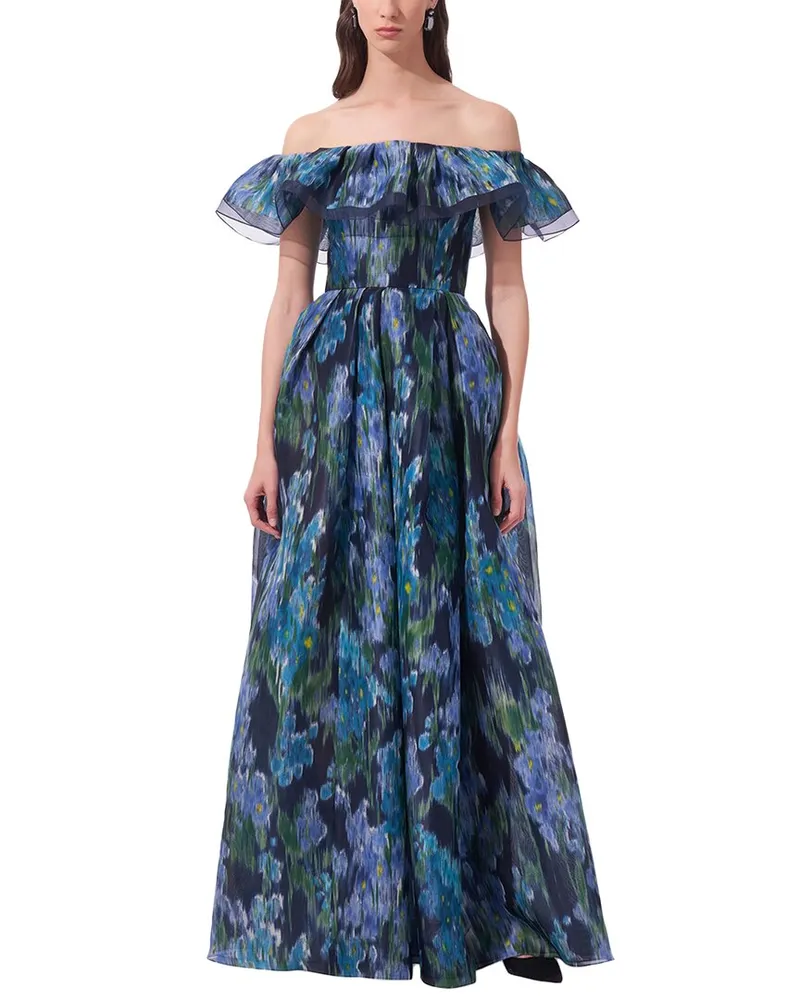 Carolina Herrera New York Off-the-Shoulder Ruffled A-Line Gown Nocolor