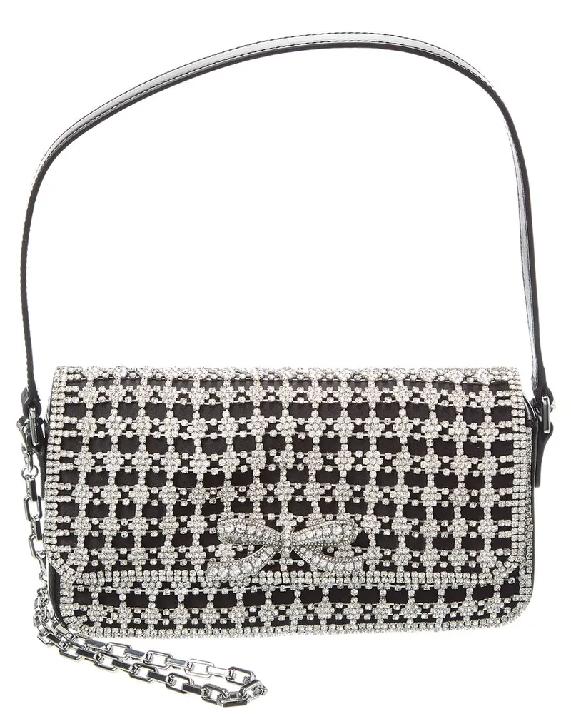 Self-Portrait Self-Portrait Crystal Leather Baguette Bag Black