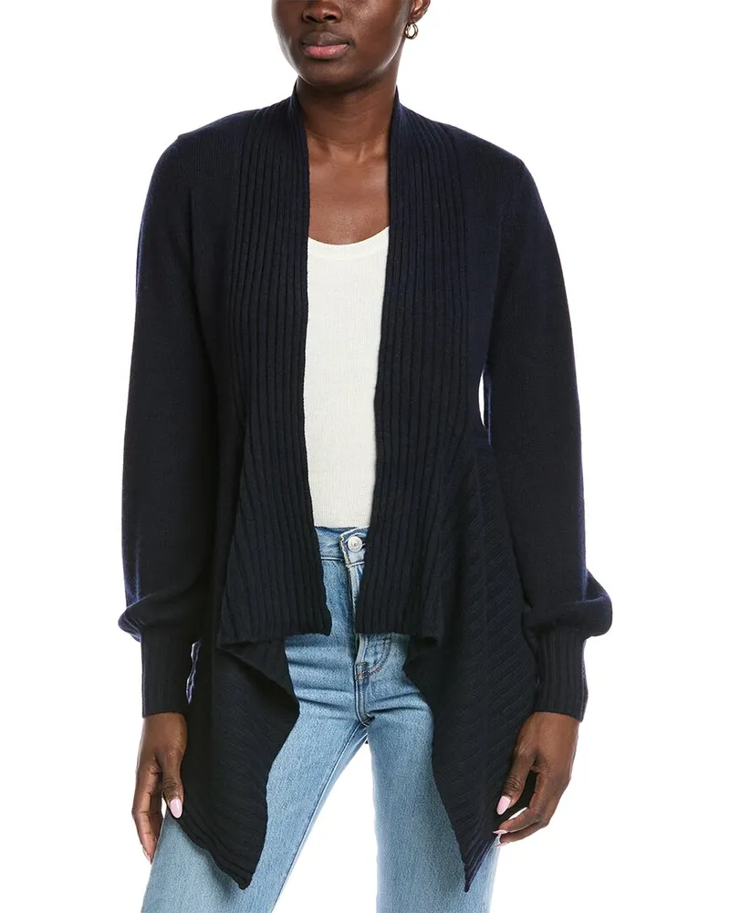 Autumn Cashmere Rib Drape Cashmere & Wool-Blend Cardigan Blue