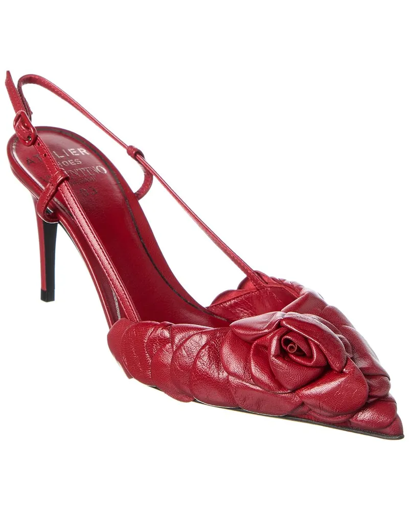 Valentino Garavani Atelier 03 Rose Edition 80 Leather Slingback Pump Red