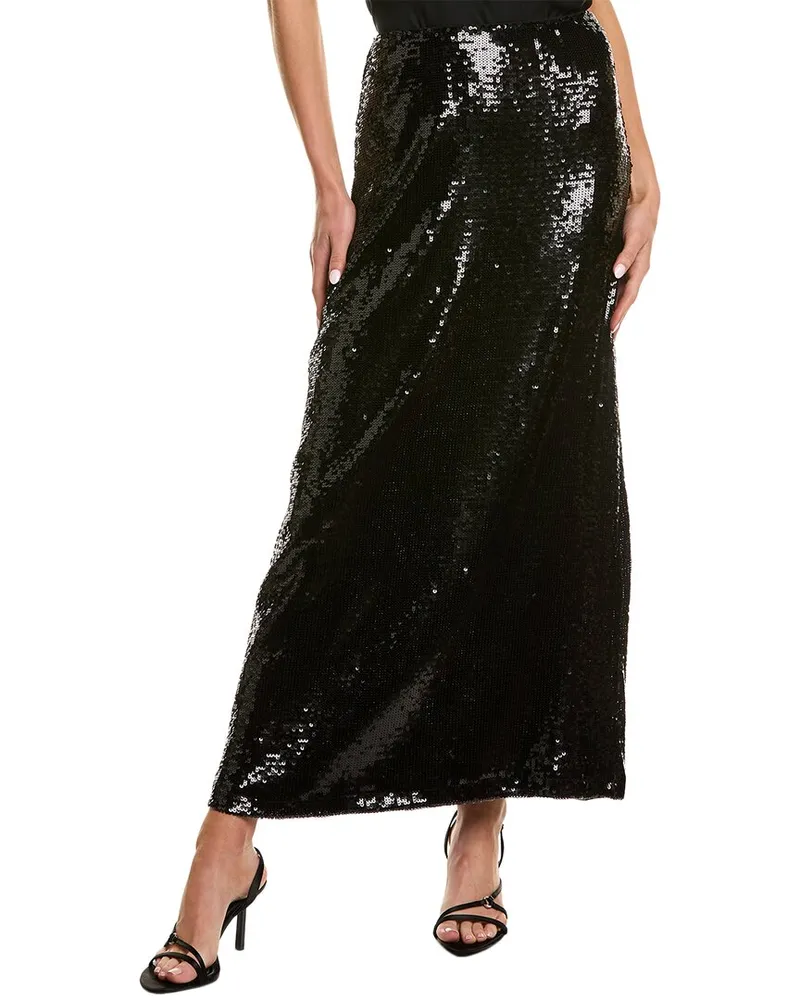 WeWoreWhat Straight Sequin Midi Skirt Black