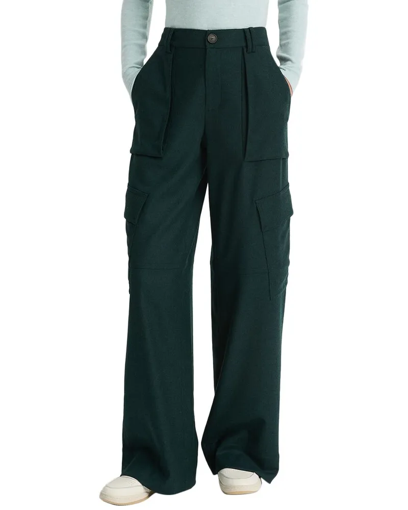 Vince Flannel Wide Leg Raver Wool-Blend Pant Nocolor