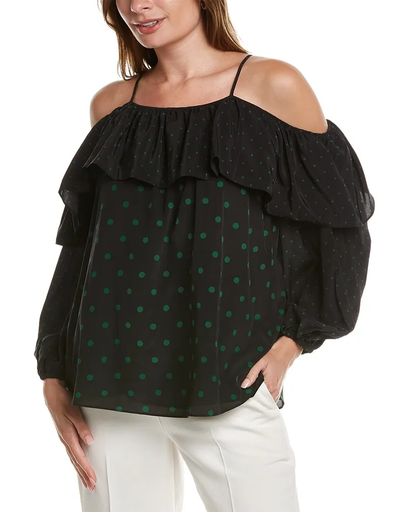 Elie Tahari Off-The-Shoulder Silk Blouse Black