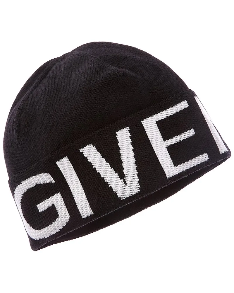 Givenchy Jacquard Wool Beanie Black