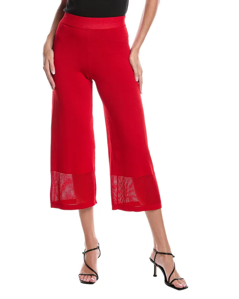 Joseph Ribkoff Knit Mesh Ankle Pant Red