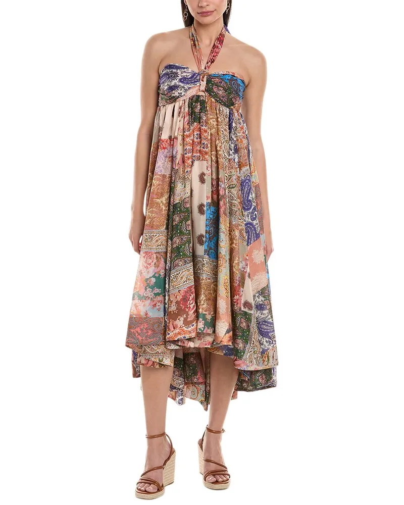 Zimmermann Devi Halter Silk Maxi Dress Blue