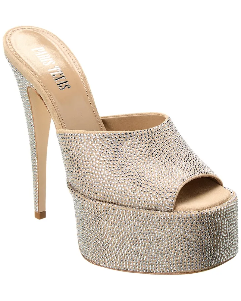 Paris Texas Holly Marina Suede Platform Sandal Beige