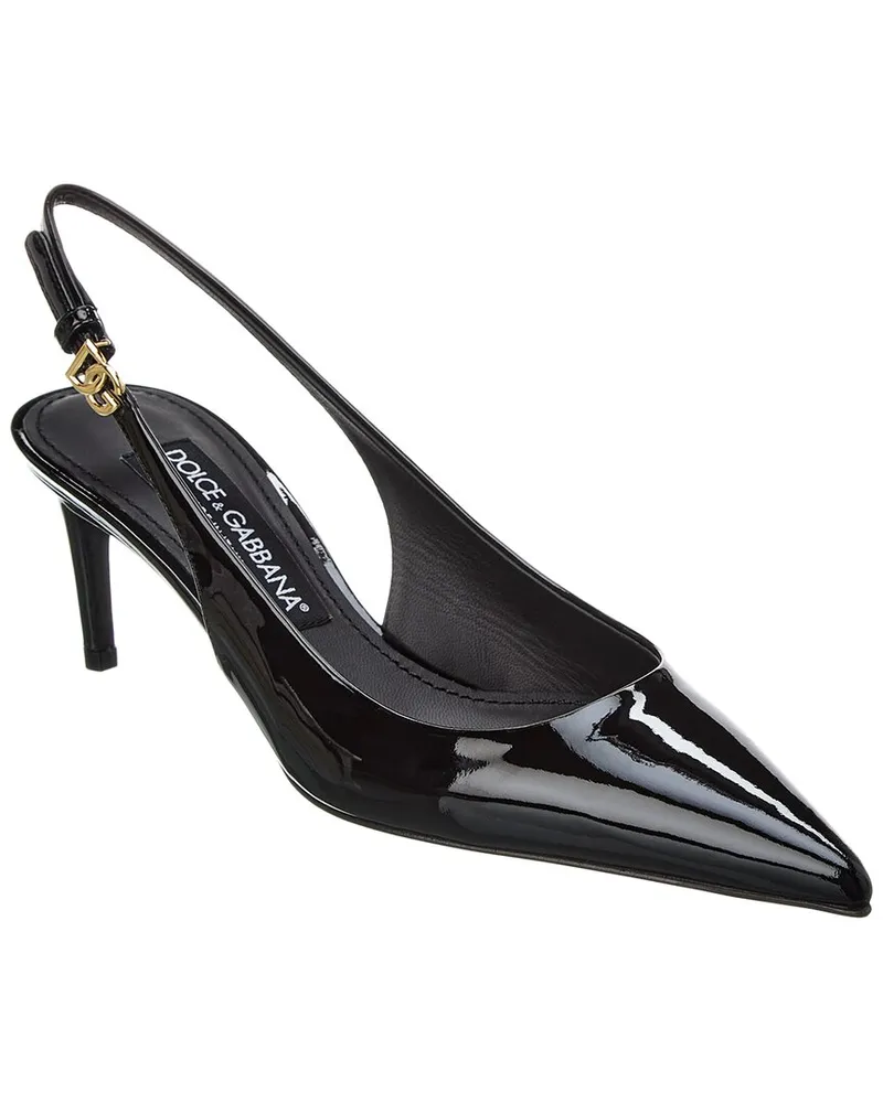 Dolce & Gabbana DG Logo Leather Slingback Pump Black