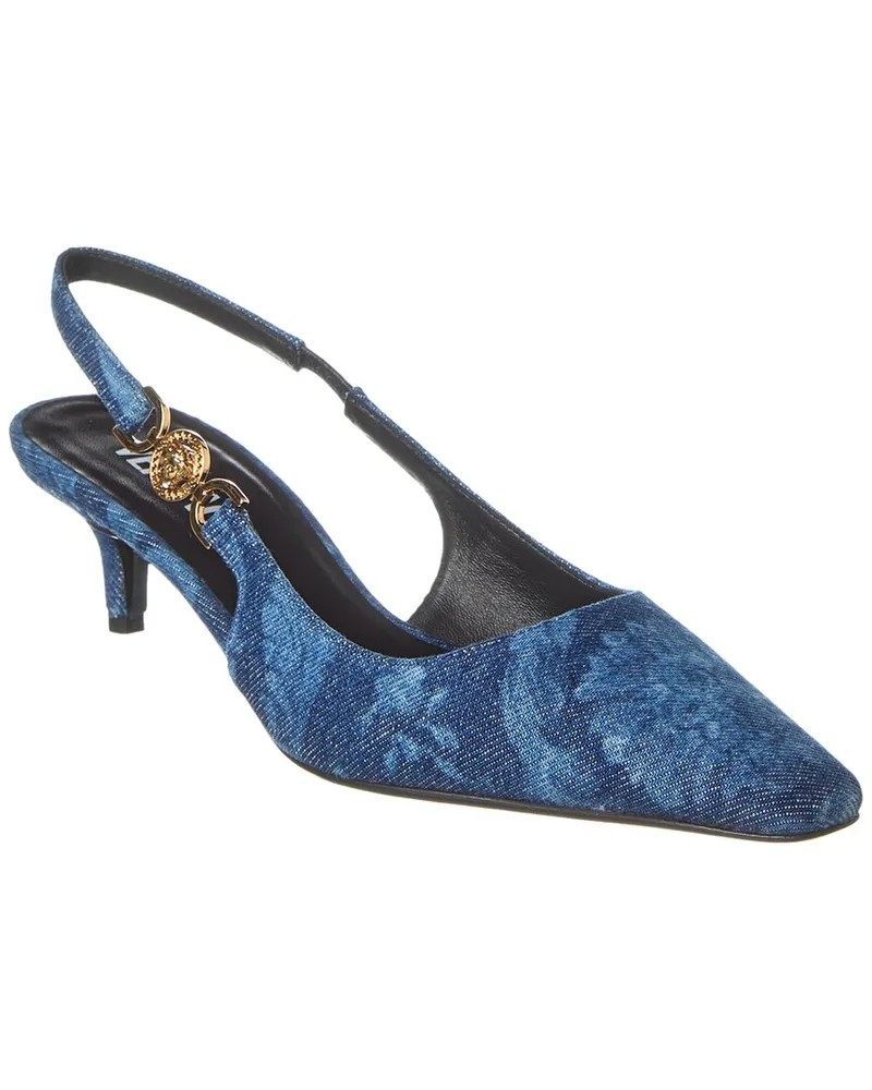 Versace Medusa Denim Slingback Pump Blue