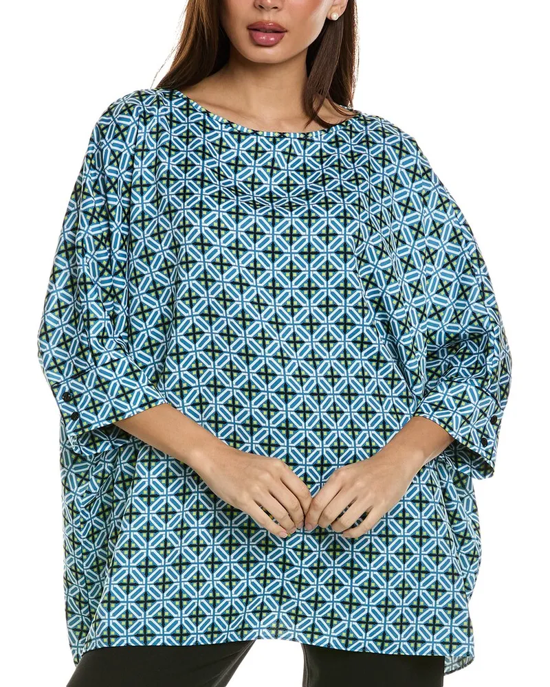 ST. JOHN Draped Blouse Blue