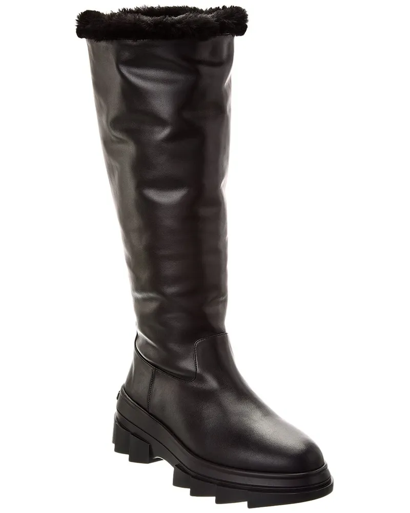 Stuart Weitzman Noho Cozy Leather Knee-High Boot Black