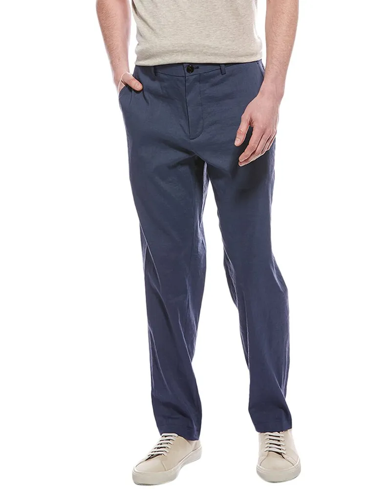 Theory Curtis Linen-Blend Pant Blue