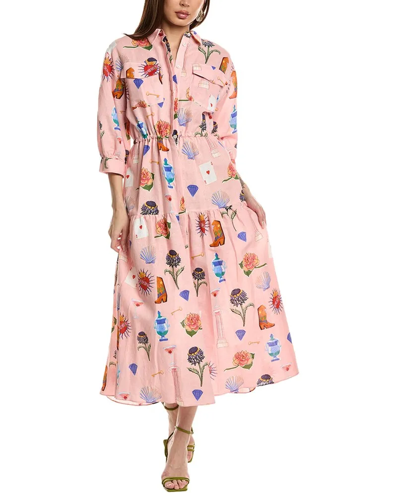 Borgo De Nor Uma Linin-Blend Shirtdress Pink
