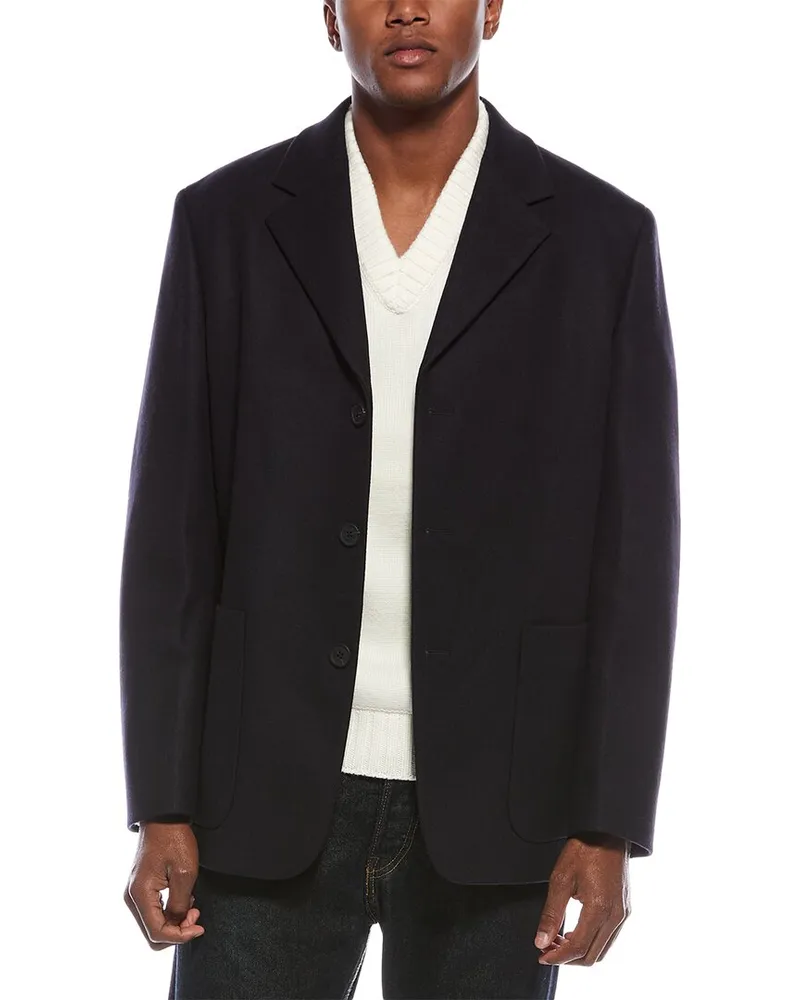 Theory Wool & Cashmere-Blend Overcoat Black