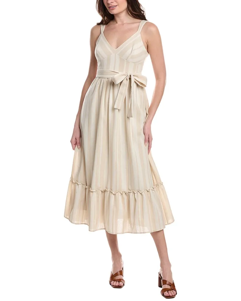 taylor Linen-Blend Midi Dress Beige