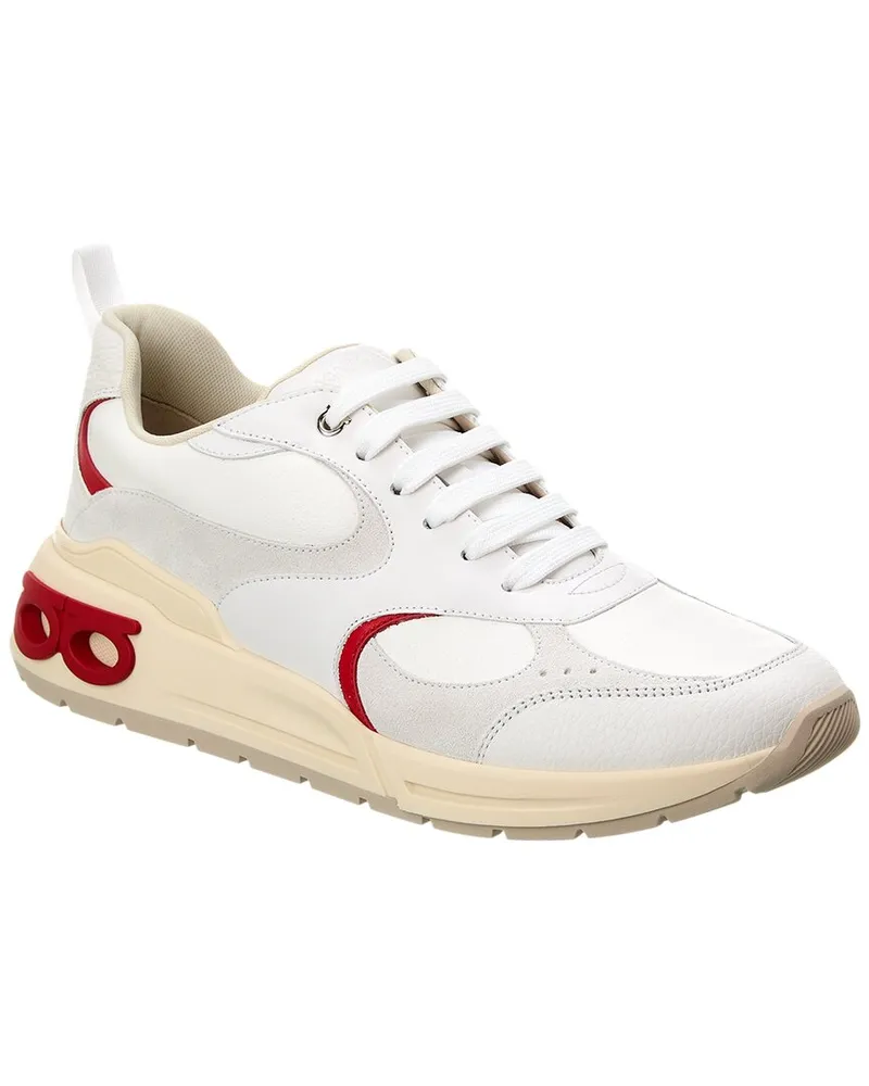 Ferragamo Leather & Suede Sneaker White