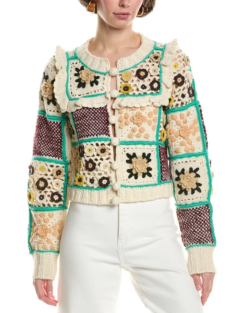 Sea Gracie Crochet Wool Cardigan White