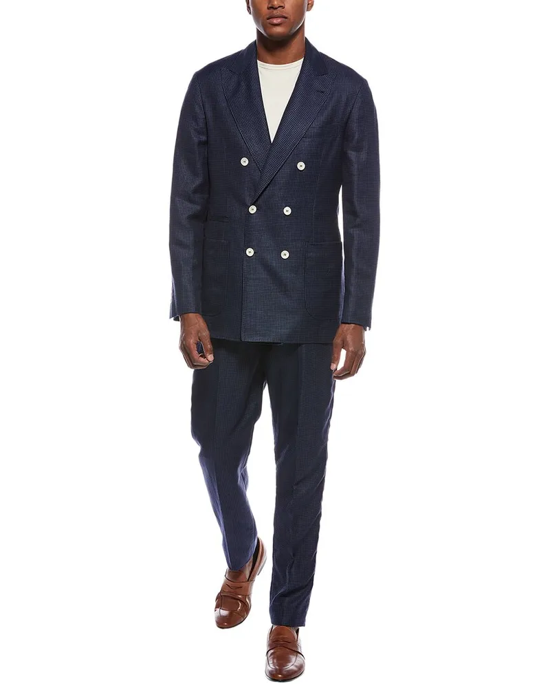 Brunello Cucinelli 2pc Wool, Linen, & Silk-Blend Suit with Pleated Pant Nocolor