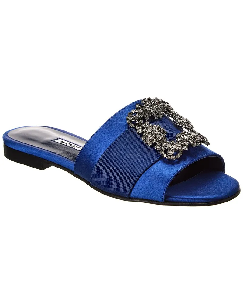 Manolo Blahnik Martamod Satin Sandal Blue