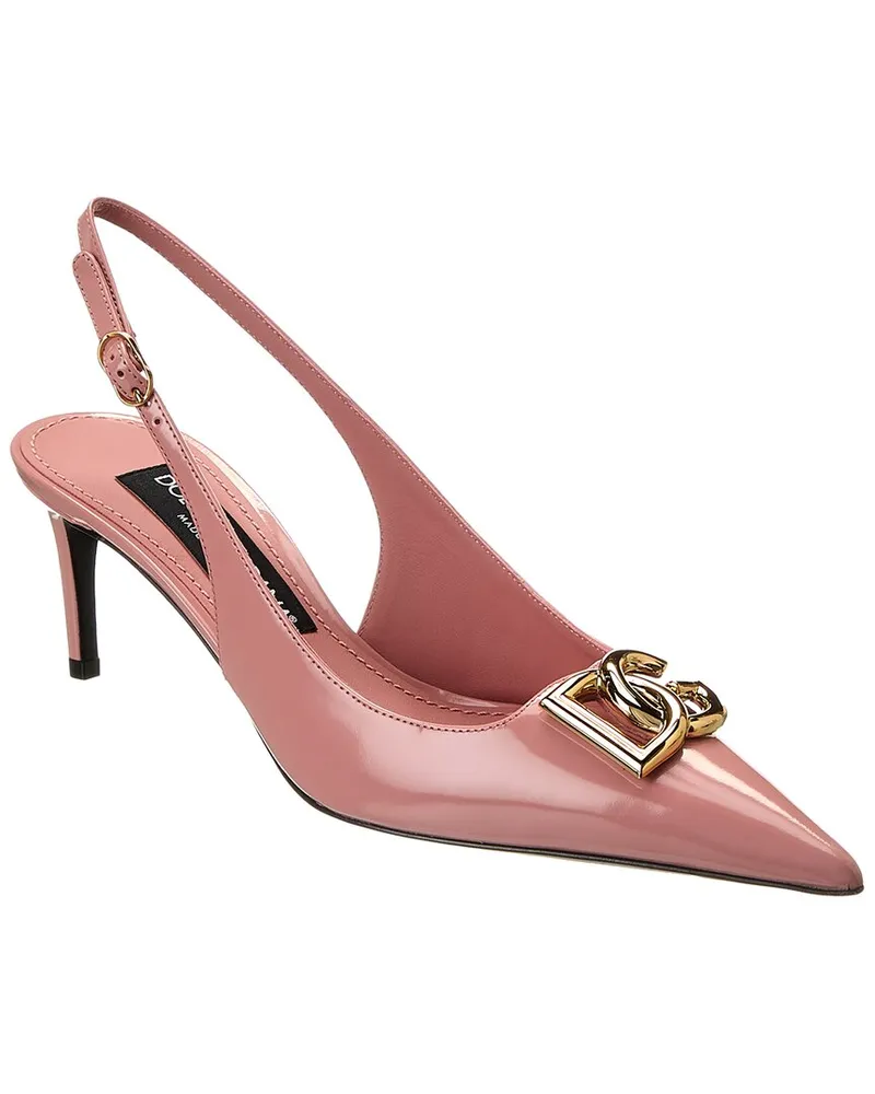 Dolce & Gabbana DG Logo Patent Slingback Pump Pink