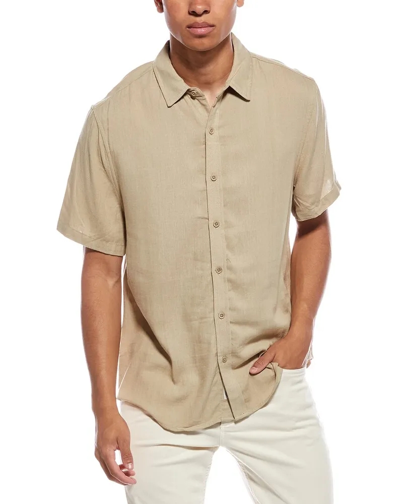 Onia Standard Linen-Blend Shirt Brown
