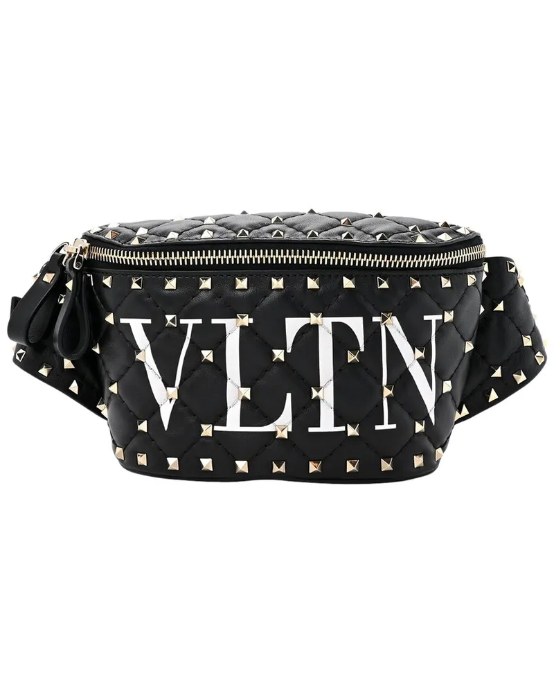 Valentino Garavani Black Leather VLTN Rockstud Spike It Belt Bag (Authentic Pre-Loved Nocolor
