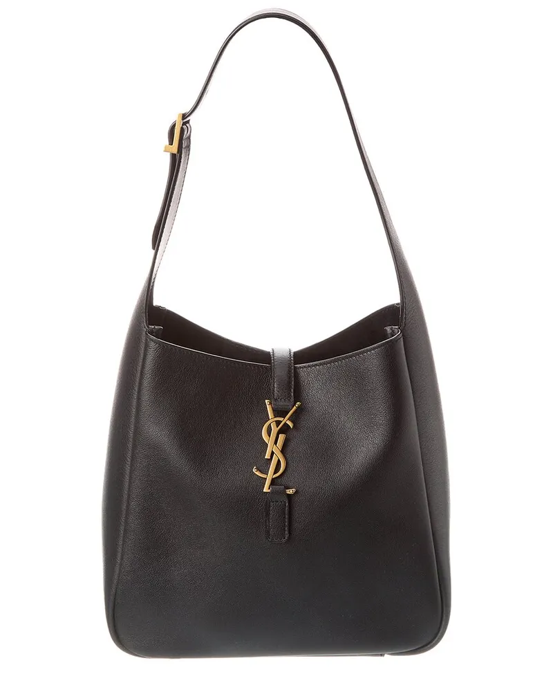 Saint Laurent Le 5 A 7 Small Leather Hobo Bag Black