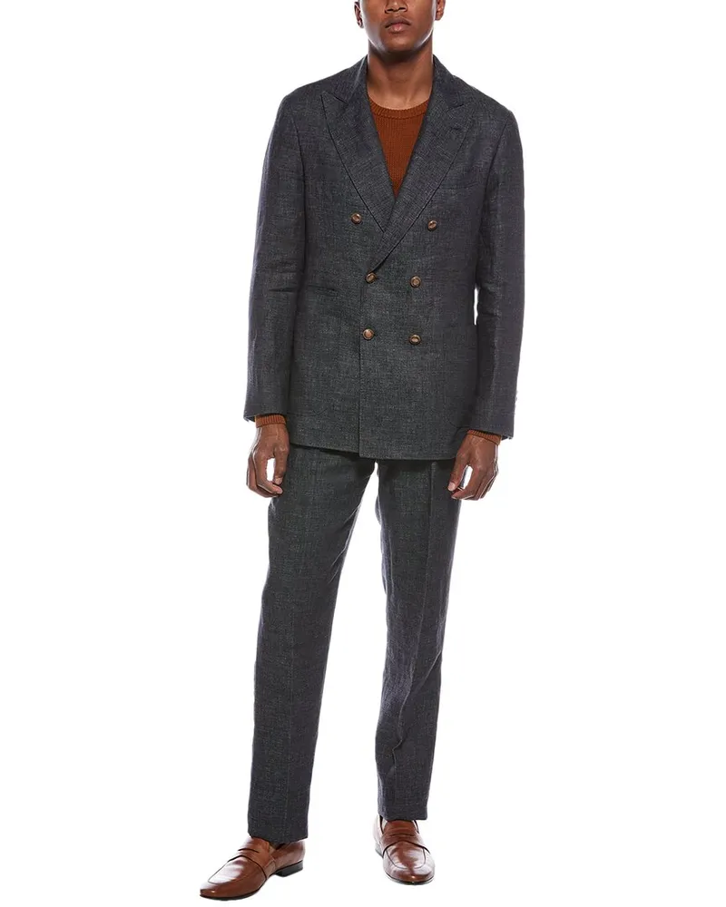 Brunello Cucinelli 2pc Linen Suit with Pleated Pant Nocolor