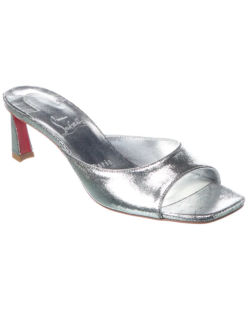Christian Louboutin Condora 55 Leather Mule Silver
